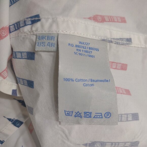 Boden white red blue Big Ben Clock Tower button front shirt ladies size 4 - Picture 10 of 10